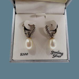 Macy s Sterling Silver Pearl Drop Earrings